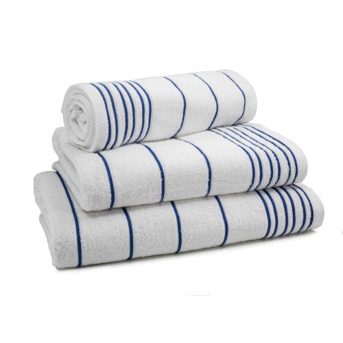 Sanibel Collection Pool Towel, 95% Cotton / 5% Polyester, 30x60,13.0 lbs/dz, White/Blue Stripes